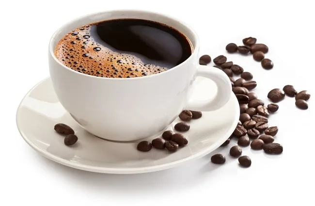 Ilustrasi dua cangkir kopi, membandingkan kopi stamina pria dan kopi biasa